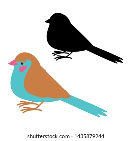 bird red - cheeked cordon,vector illustration,black silhouette