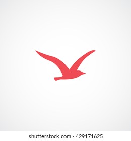 Bird Red Flat Icon On White Background