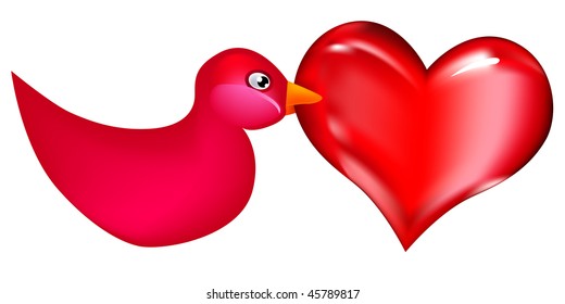 bird with red heart