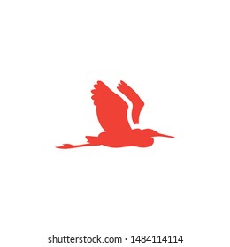 Bird Red Icon On White Background. Red Flat Style Vector Illustration.