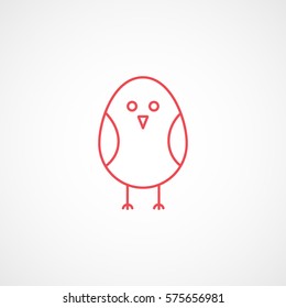 Bird Red Line Icon On White Background
