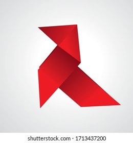 Bird red origami. Paper folding 