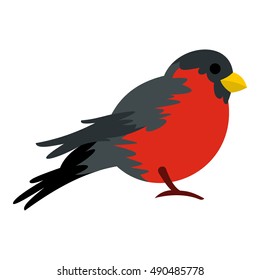 Bird with red plumage icon in flat style isolated on white background. Fly symbol vector illustration