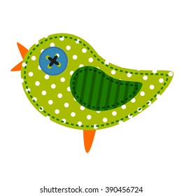 Bird as retro fabric applique
