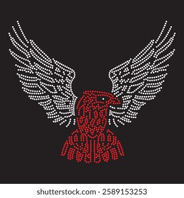 bird rhinestone t-shirt design vector template