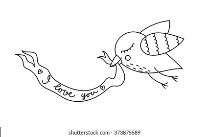 Bird with a ribbon