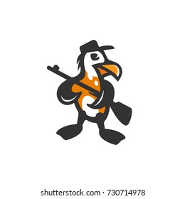 Bird with rifle vector logo. Illustration of a hunter