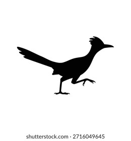 Pájaro de diseño de ilustración plana de Vector de silueta de roadrunner.