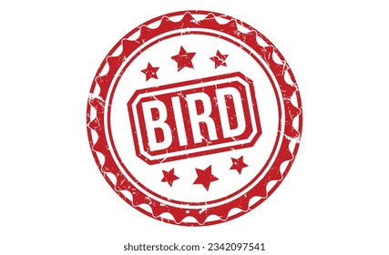 Ilustración vectorial del sello de goma de aves sobre fondo blanco. Sello de goma de pájaro.