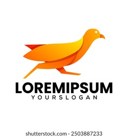 bird running  colorful logo design 