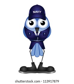 Bird sailor in uniform isolated on white background
