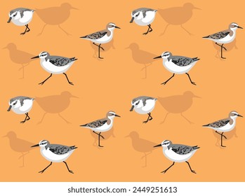 Bird Sandpiper Sanderling Cartoon Lindo Fondo De Fondo de pantalla Sin Costura