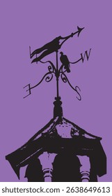 Bird sat on vintage weather vane