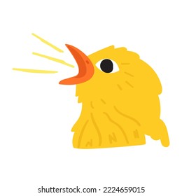 Grito de pájaro. Ilustración vectorial dibujada a mano plana. 