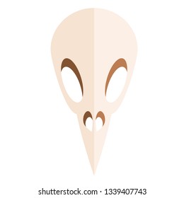 bird scull flat illustration isolated on white. halloween and mystic forest series
