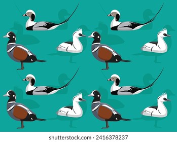 Bird Sea Duck Smew Cute Seamless Wallpaper Background