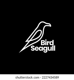 bird seagull continuous line modern minimal logo design vector