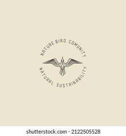 BIRD SEAGULL VINTAGE LOGO DESIGN VECTOR GRAPHIC ILLUSTRATION SYMBOLS ICON