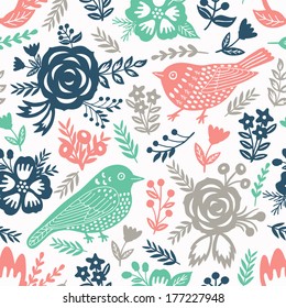 Bird seamless background. Vector illustration. 