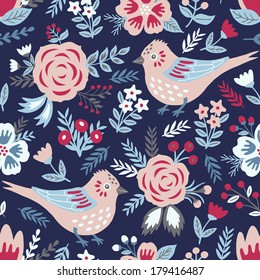 Bird seamless background. Vector illustration. 