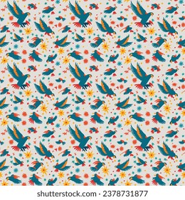 Bird Seamless Pattern Backgound, Seamless bird, vector bird
