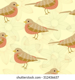bird seamless pattern on light background