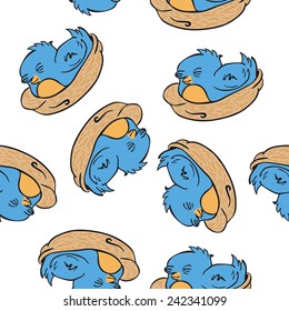 bird seamless pattern on white
