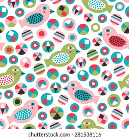 Bird seamless pattern. Vector illustration.