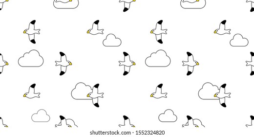 bird seamless pattern vector seagull scarf isolated Cloud sky cartoon repeat background tile wallpaper illustration design