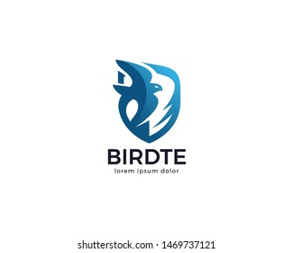 Bird security logo design. Falcon bird logo abstract design vector template. flying eagle logotype icon