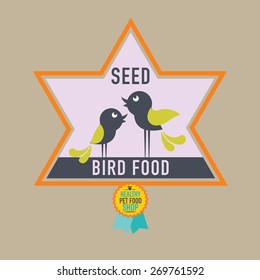 Bird seed food badge and label. Vector Illustration