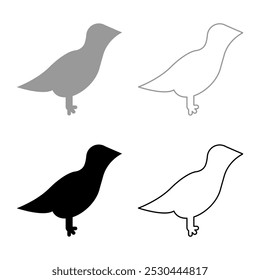 Bird set icon grey black color vector illustration image solid fill outline contour line thin flat style