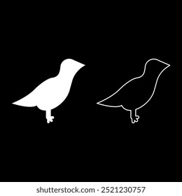 Icono de conjunto de pájaros color blanco Ilustración vectorial Imagen de relleno sólido línea de contorno delgado estilo plano