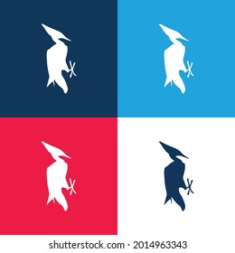 Bird Shape blue and red four color minimal icon set