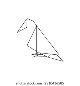 Bird Shape Inspired by Origami Form, can use for Logo, Pictogram, Animal Figure, Website, Apps, or Graphic Design Element. Vector Illustration