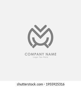 Bird shape logo with bold outline of the initials letter m.
