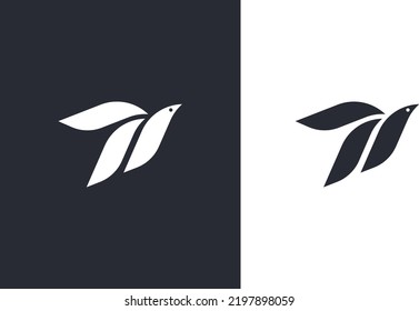 bird shape minimal logo design template