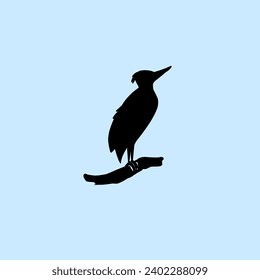 Bird shape on tree branch silhouette. Vector illustration