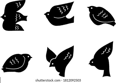 Variaciones de forma de pájaro Textura dibujada a mano