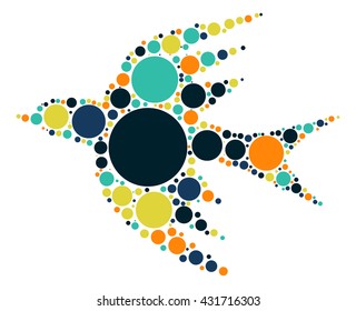bird shape vector design by color point