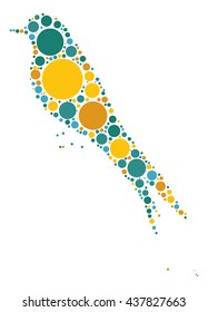 bird shape vector design by color point