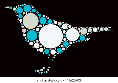 bird shape vector design by color point