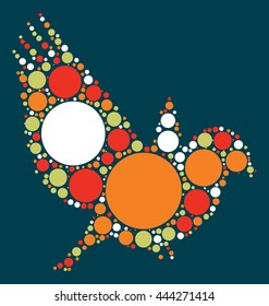 bird shape vector design by color point