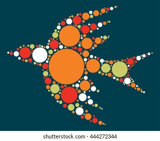 bird shape vector design by color point