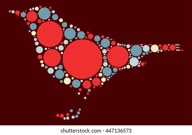 bird shape vector design by color point