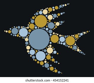 bird shape vector design by color point