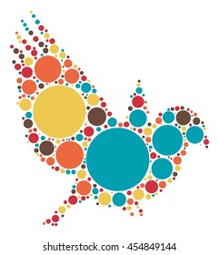 bird shape vector design by color point