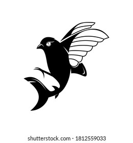 Bird with Shark Tail Hybrid Vector, Animal Logo Design Mascot Ideas