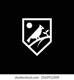 Bird Shiedl Logo design with black and white color. Editable file