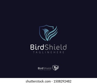 Bird shield freedom, eagle phoenix vector logo design template